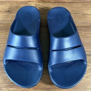 OOFOS OOAH Blue Orthotic Slides Women’s Size 10 Slip-On Shoes